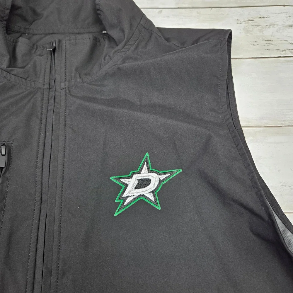Antigua Dallas Stars NHL Vest Mens Medium Black Full‎ Zip Pockets Sportswear